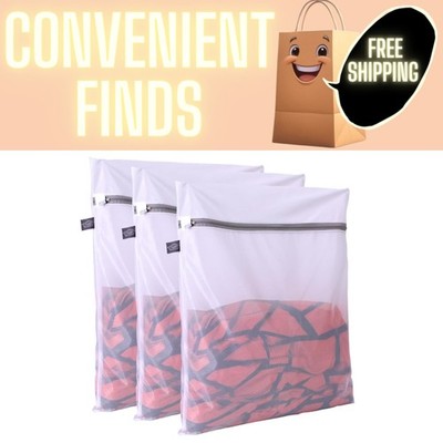 Mesh Wash Bag Set with Zipper - Space-Saving Laundry Solution, 3 Pouches