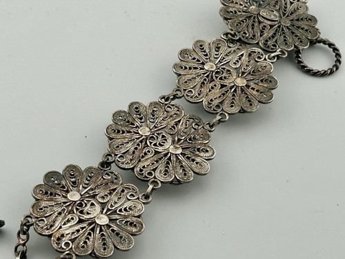 VTG DGS Signed Artisan Handmade Sterling Silver Filigree Bracelet 925 7½" 32g - Picture 9 of 13
