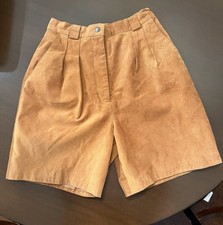Vintage Brandon Thomas Brown Leather Suede Pleated Mom Shorts Women s 5/6