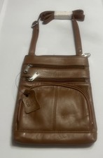 Crossbody Bag for Women, Genuine Leather Multi-Pocket Purse Medium Light Brown