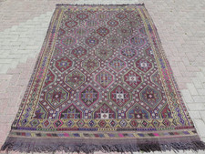 Area Rugs, Turkish Kilim Wool Rug, Handmade Floor Carpet, Large Teppich 74"X115"