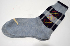 Vintage Argyle Socks King James 40s 50s Boy's 7 Blue, Red Yellow 6" x 6" NWT