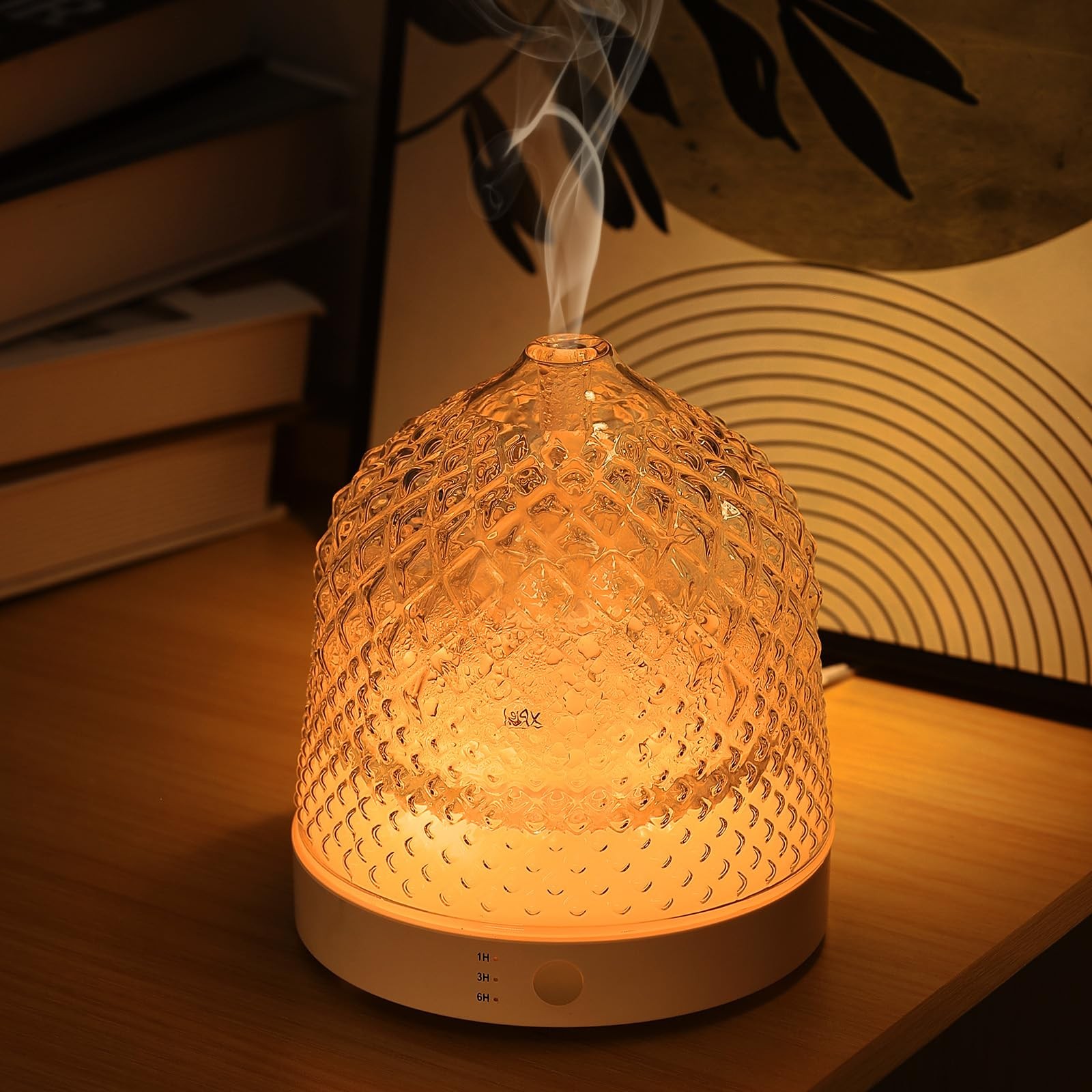 200ml Ultrasonic Glass Essential Oil Diffuser with Glass Reservoir for Aromatherapy