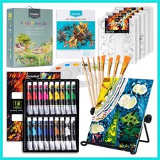 Acrylic Paint Set for Kids, Art Painting Supplies Kit with 18 Paints, 5 Canva...
