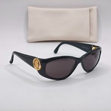 Vintage FENDI Sunglasses SL 7506 Col 700 Gold FF Logo Medallion 90s Italy Black