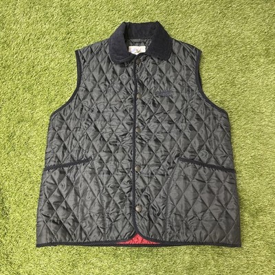 John Partridge Rag Gilet Quilted Vest Navy red corduroy L Made in England