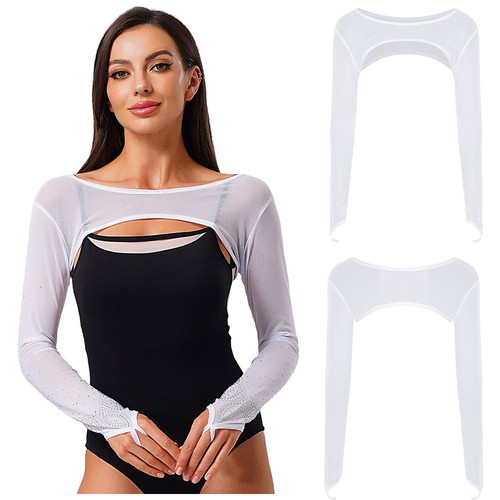 Mädchen Tanzkleidung Glitzer Crop Tops Offene Front Pullover Schultern Moderne - Picture 22 of 59