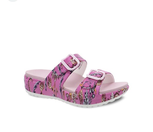 Dansko Kandi Molded Paisley Floral Double Strap Sandals Pink Women's 39/8.5