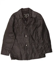 VALENT Mens Leather Jacket UK 40 Large Black Leather DF20