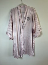 Victoria s Secret Robe Size M/L Pink Stripe Satin Short Robe missing belt