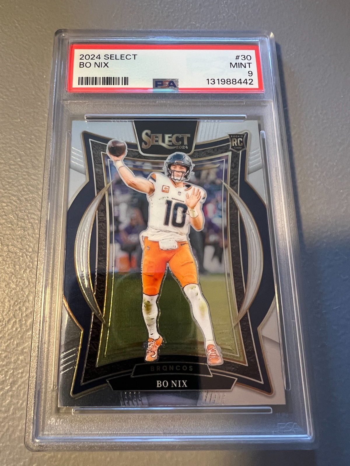 2024 Panini Select - Bo Nix ( Denver Broncos ) Concourse Rookie RC #30 - PSA 9