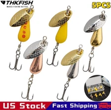5PCS Trout Lures Fishing Brass Bait Tail Spinnerbaits Brass Hard Metal Spinner