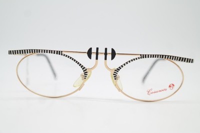 Vintage Brille Casanova LC-27 Gold Schwarz Silber Oval Brillengestell eyeglasses