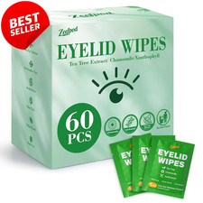 60 Pcs Tea Tree Oil Eyelid Wipes Individually Wrapped Soothing Sensitive Eye Cle