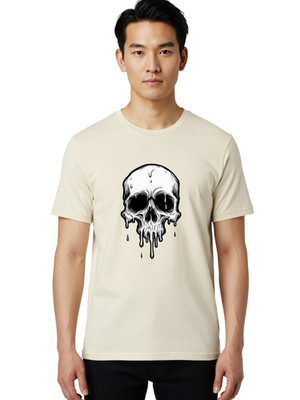 Melting-Skull Mens Graphic Tee, 100% Cotton, Casual Summer Wear