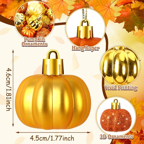 JULMELON 24 Pcs Fall Thanksgiving Pumpkin Ornaments Tree Decorations Fall Aut... - Picture 5 of 7