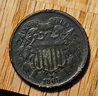1865 US 2C Two Cent Piece Bronze BN Business Strike Philadelphia KM#94 509 — photo 1