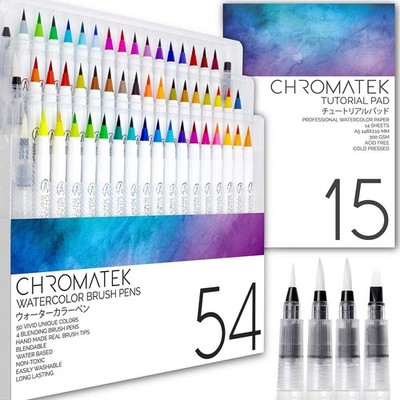 Watercolour Pencils Brush Pen Set for Painting  54 Brush Pens, 4 Mixing Brush...