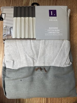 Lush Decor Linen Button Shower Curtain 72x72 Dark Gray/White   Flaws