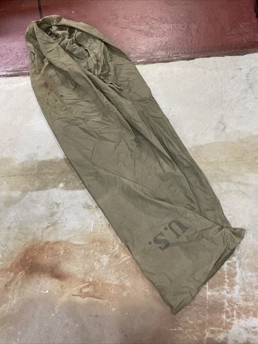 1944 WW2 US Army Khaki Tan Bivy Sleeping Bag Cover Military Case Cotton Vtg