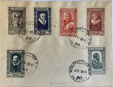 fdc Célébrités du XVIeme  : Y&T 587 à 592 sur lettre. 1er jour 25/10/1943 RR