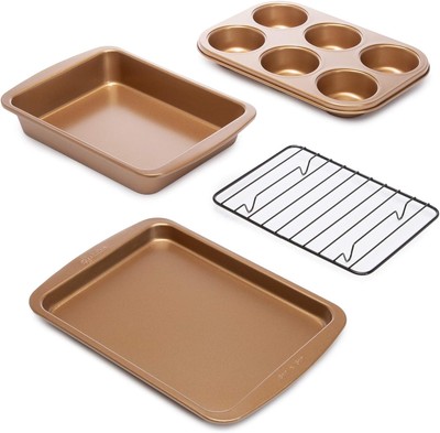 Ecolution Non-Stick Toaster Oven Bakeware Set 4-Piece, Carbon Copper 
