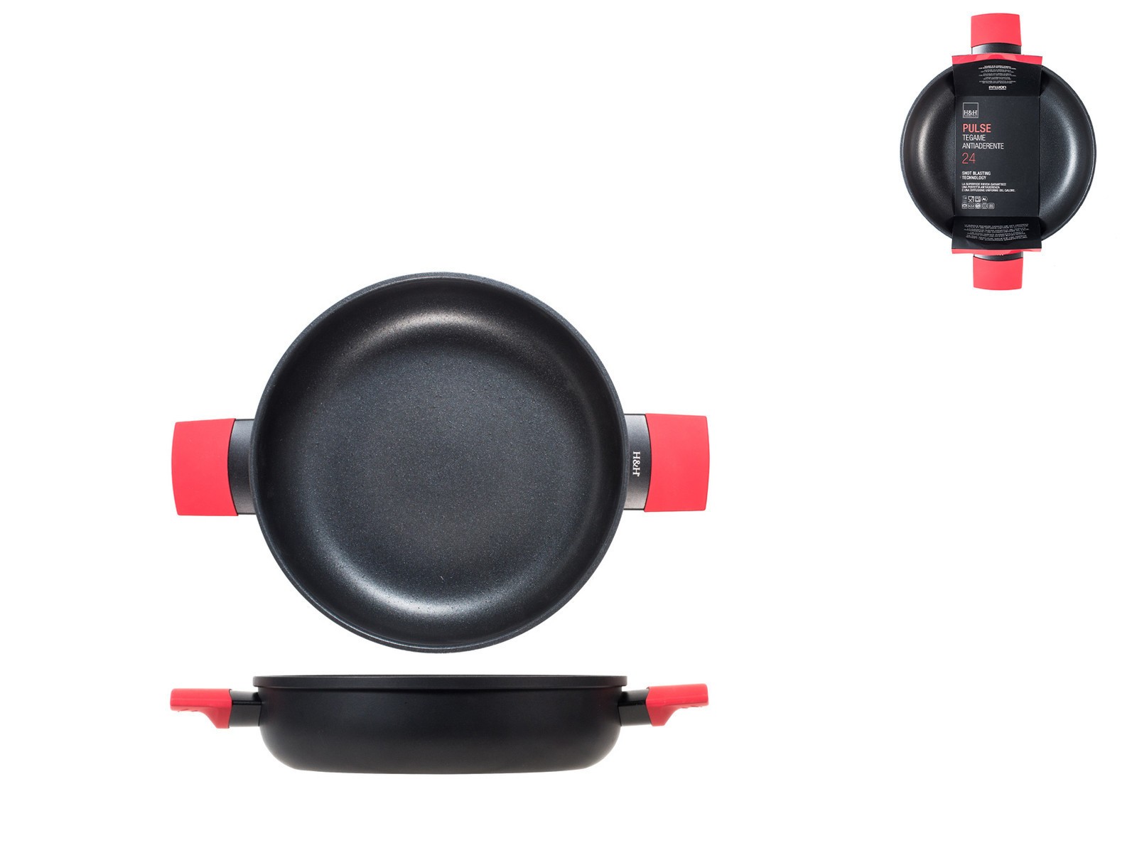 H&h Pan Non-Stick Pulse CMS 24, Black, For Induction