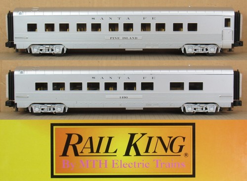 Juego de 2 vagones calibre O MTH Railking 30-67002 Santa Fe 60' dormitorio/comedor pasajero | Zustand: Used