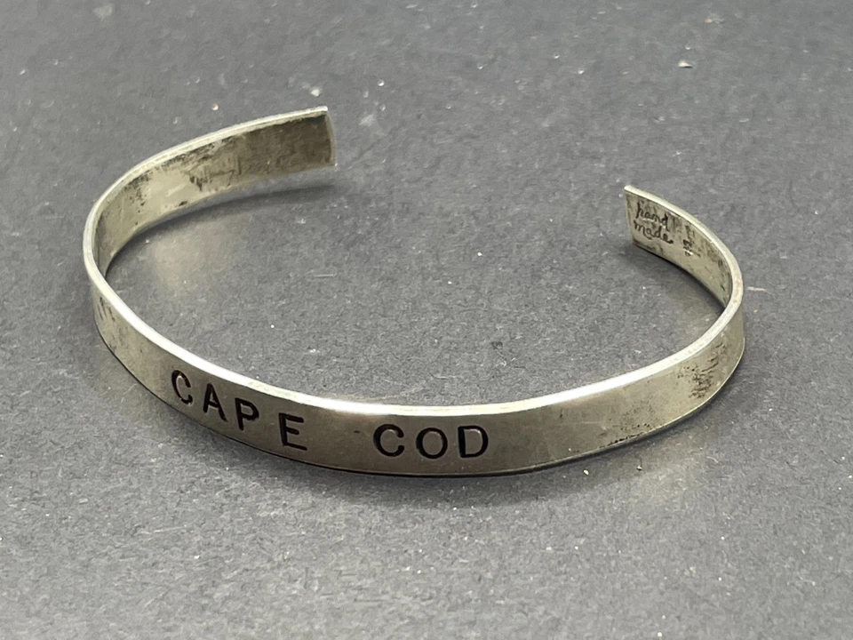 Vtg Handmade Signed Engraved Cape Cod Sterling Silver 925 Cuff Bracelet - Image 3 of 4