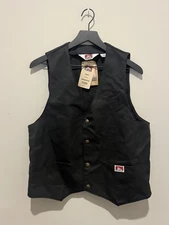 BEN DAVIS Button Snap Work Vest Black Canvas Mens Size Medium Made In USA