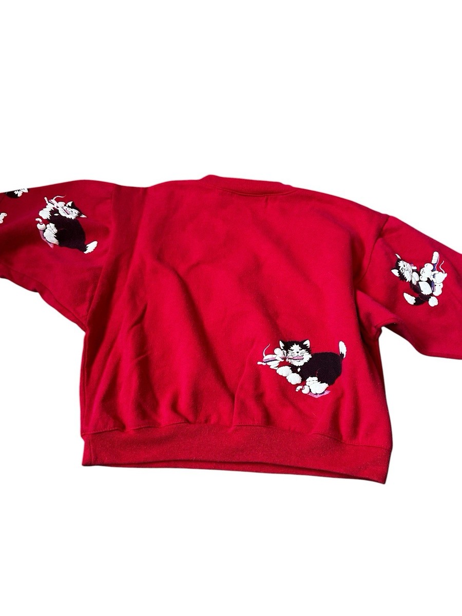 Vintage 80s Spumoni Rose Cage Cats & Mouse Sweatshirt Deadstock