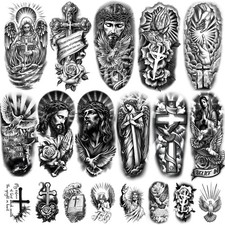 77 Sheets Christian Temporary Tattoo for Women Men, 17 Sheet Half Arm Religious