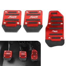 3PCS Car Pedal Covers, Anti-Rubbing Brake  Clutch Pedal Pad Red Manual Red