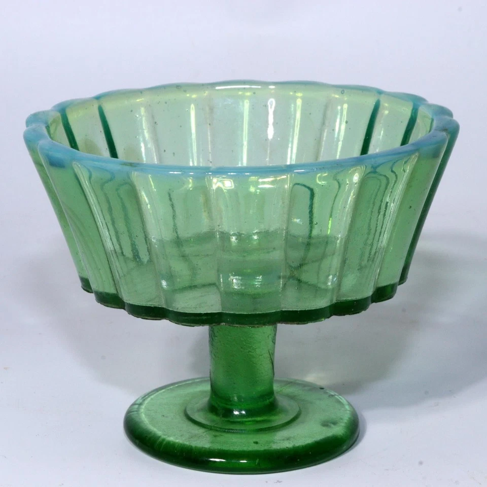 Винтажный японский зеленый стеклянный Kori-Koppu льда чашка ретро Kissaten десерт блюдо GO16 - Изображение 3 из 4