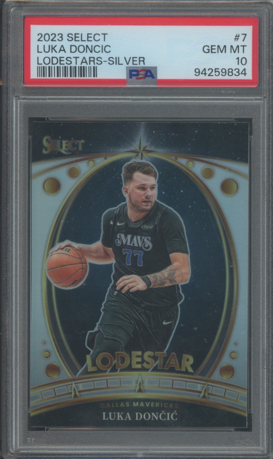 2023-24 Panini Select Basketball Luka Doncic #7 Lodestars Silver Prizms PSA 10