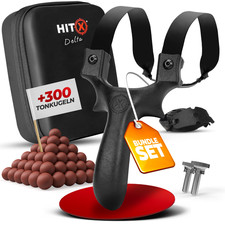 HITX Steinschleuder Delta Zwille 2x Gummibänder und 300 Tonkugeln Slingshot