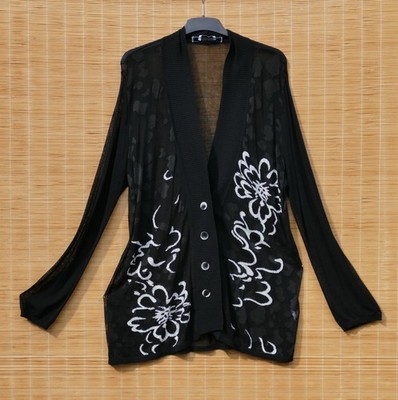 transparente Strickjacke MARINA RINALDI schwarz Blumen curvy girls Gr. XL