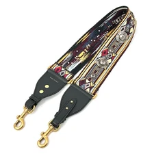 Christian Dior Embroidered Shoulder Strap Multicolor Canvas Leather– Strap Only