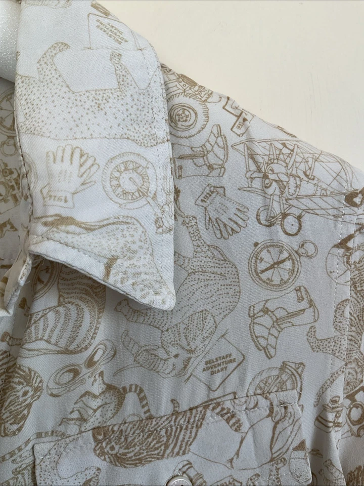 Редкая женская рубашка-сафари BELSTAFF бежевая хлопковая с принтом на пуговицах UK8/US6 S - Изображение 4 из 4