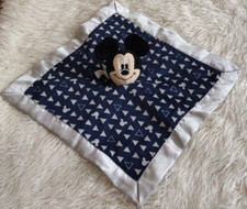 Disney Navy Blue w/ Gray Triangles Mickey Mouse Plush Security Blanket Lovey
