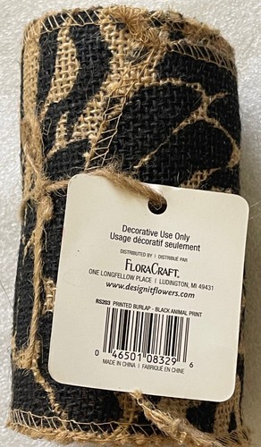 PRINTED BURLAP JUTE, SIMPLY STYLE, FLORALCRAFT, 5 YARDS X 5" *NEW* - Picture 3 of 6
