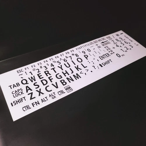 English US LARGE LETTER KEYBOARD STICKERS for Computer or Laptop/Black on White