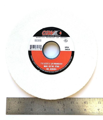 7" x 1/2" x 1-1/4" 46K WHITE A/O SURFACE GRINDING WHEEL - WHITE- CGW 34618 - Picture 4 of 6