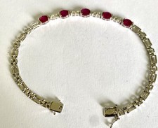 18ct White Gold Ruby And Diamond Tennis Bracelet, 18k 750