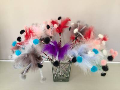 Luxus Katzenteaser mit Kaninchenfell Bommel Tentakel
