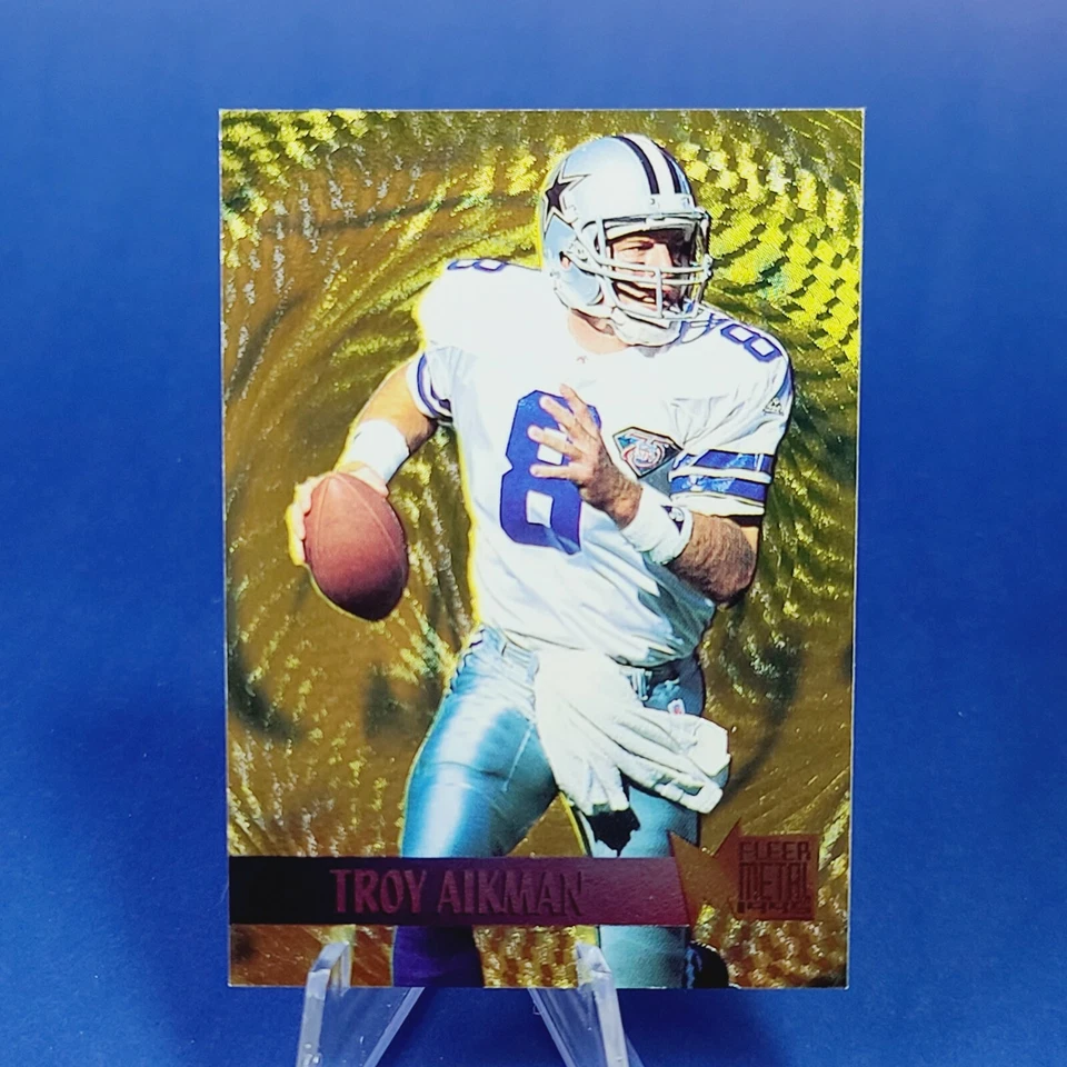 #1/18 Troy Aikman COWBOYS GOLD SSP METAL INSERT CARD - W/ CASE - Image 2 of 3