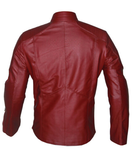 Superman Smallville Maroon Leather Motorcycle Jacket Halloween Cosplay Costume - Picture 2 of 4