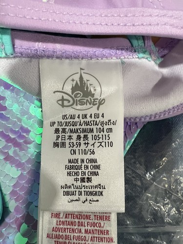 Disney Store Ariel Swimsuit with Tail Cover Up Sequin Costume Swimwear NWT's Sz4 - Picture 18 of 24