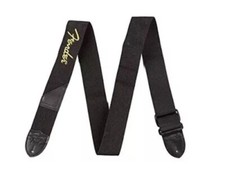 Genuine Fender 2" Poly-Webbing Adjustable Black Guitar Strap with Yellow Logo