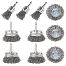 10 Pack Wire Brush for Drill Carbon Steel Wire Wheel Cup Brush 1/4-In Hex Shank